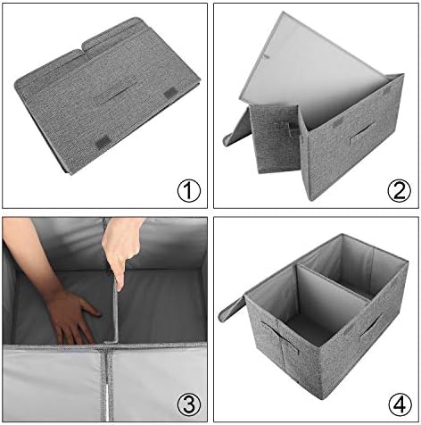 2 Pack Large Storage Boxes with Lids and Handles, Collapsible Linen Storage Bins Organizer Containers Baskets Cube with Removable Divider for Home Bedroom Closet Office (Green, Large) - Image 3
