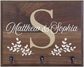 Personalized Couple's Family Name with Monogram Wall Mounted Coat,Key, Hat, Pet Leach Collar Rack with 3 Hooks 15" w x 12" h 4.25" deep (Couple Name) by Unknown