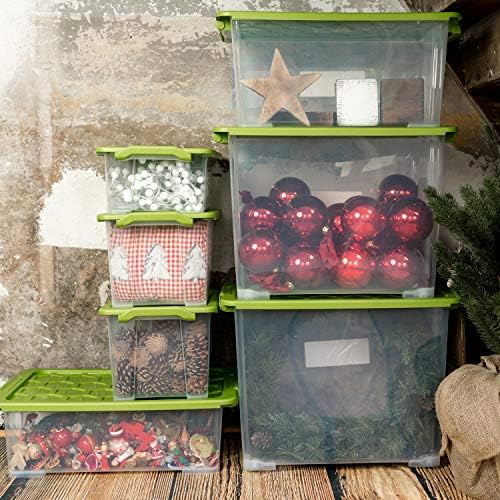Rotho Evo Safe Keeping Set of 3 Storage boxes with lid 40 l, Plastic (PP) BPA-free, green/transparent, 3 x 44l (59,0 x 39,5 x 28,0 cm) - Image 7