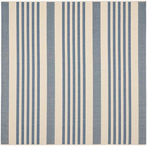 SAFAVIEH Courtyard Outdoor Square Rug 7'10", Beige & Blue CY6062-233 - Image 2