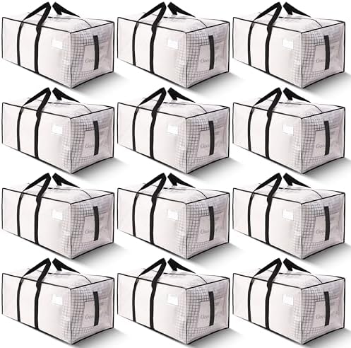 HOMESURE Supports 200lbs Heavy Duty Moving Bags - Strong Zipper & Wrap-Around Handles - Water-Resistant Storage Totes, Durable Alternative to Moving Boxes - 12 Pack - Semi-Transparent by testVendor01-gamma