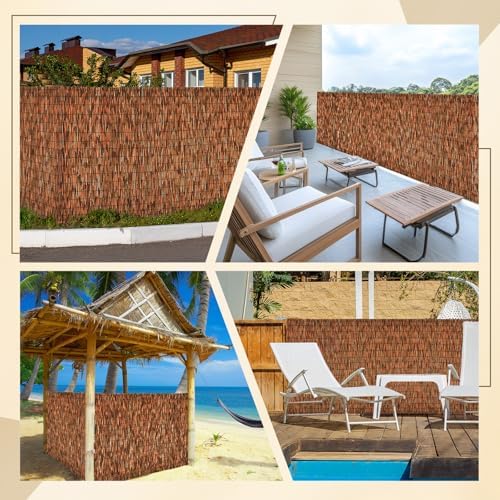 Brown 4FT X16.4FT Reed Fencing Roll Bamboo Privacy Fence Screen - Image 6