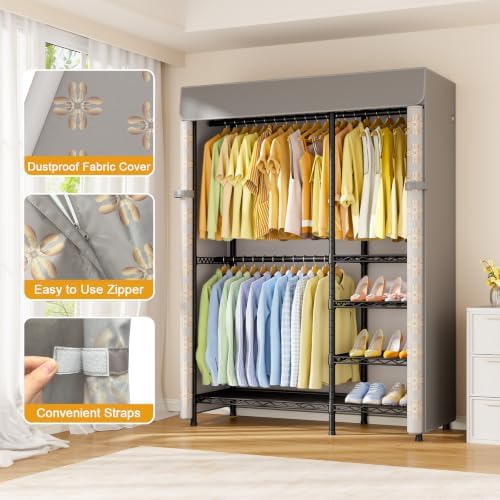 ULIFHOME F2C Clothes Rack with Cover, Brand Custom Dustproof Pattern Cover - Image 4
