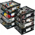 Plastic Storage Bags with Easy-Glide Zipper, Pack of 8, Durable Clear Vinyl Zippered Storage Bags for Clothes Sweaters Comforters Blankets Sheets Bedding (12 x 12 x 3.9 Inch, Transparent Black) by Kikerike