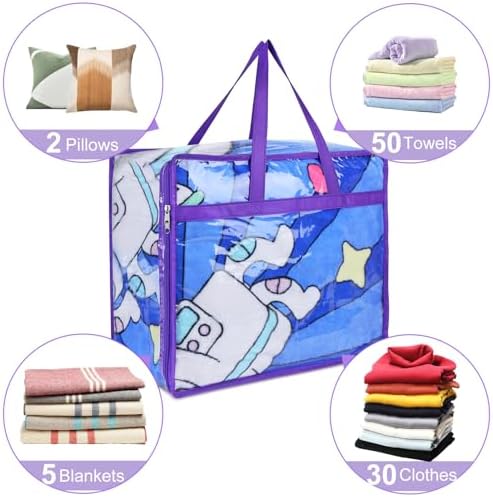 Budding Joy 6 Pack 90L Large Storage Bags and 6 Pack 40L Clear Zippered Storage Bags for Clothes - Image 7