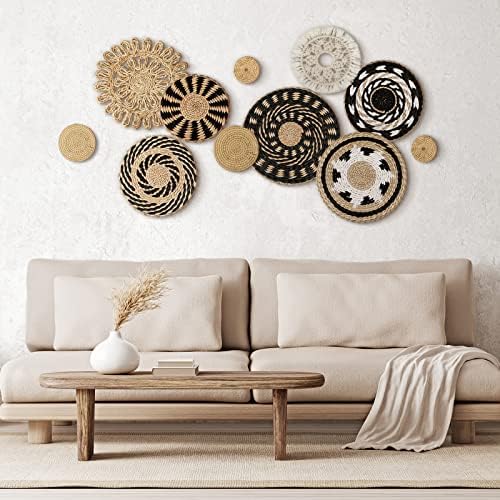 Tatuo 11 Pcs Boho Wall Basket Decor Woven Wall Hanging Art, Boho - Image 2