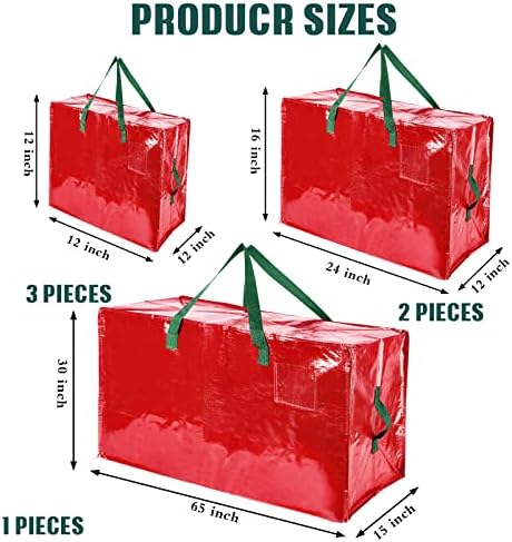 Shappy 6 Pcs Storage Bags, Red, 65 x 30", 24 x 16", 12 x 12" - Image 2