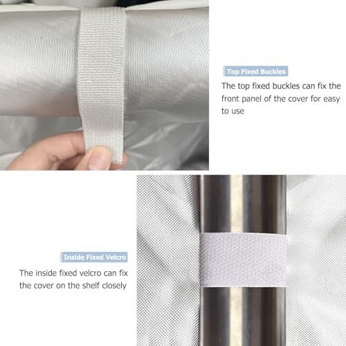 Wire Shelf Cover,600D Heavy Duty 100% Waterproof Shelf Covers for Wire Shelving,Outdoor Storage Shelves Cover for Metal Rack,36" W x 14" D x 72" H,Beige - Image 7