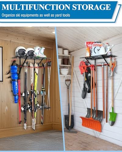 Mythinglogic Ski Equipment Storage Rack with Shelf for Garage and Shed - Image 5