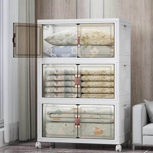 UAMFURI Stackable Storage Bins, 525QT Collapsible Drawers with 1 Lid by UAMFURIDirect