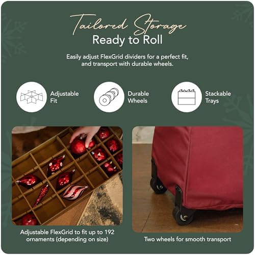 Covermates Rolling Adjustable Ornament Storage Bag, 25.5"W x 13"D x 18.5"H - Image 5