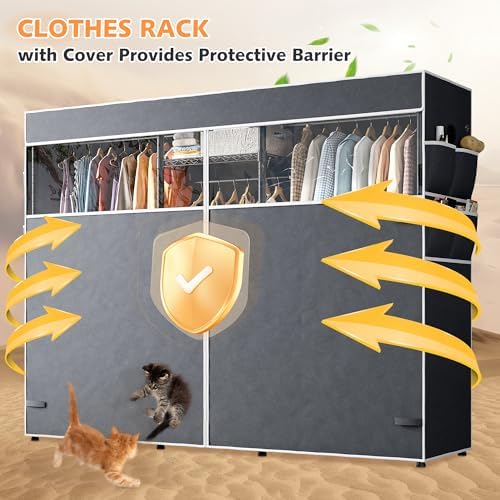 Raybee Clothes Rack with Cover, Portable Closets for Hanging Clothes 900LBS - Image 4