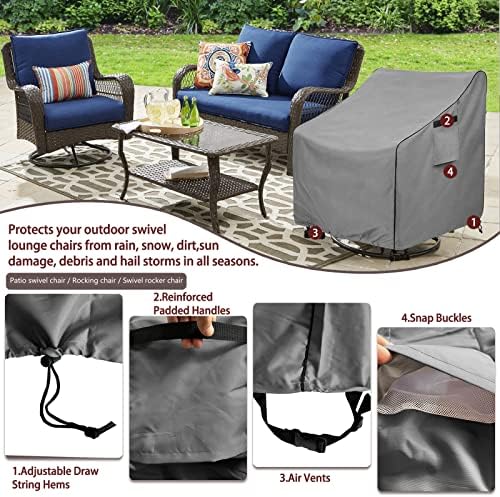 Okcool Patio Chair Covers,Heavy Duty 600D Outdoor Furniture Covers Fits up to 27.5"W x 32.5"D x 39"H inches -2 Pack,Grey - Image 4