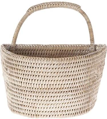KOUBOO La Jolla Rattan Wall Storage Baskets, Hanging Organizer, Small White - Image 4