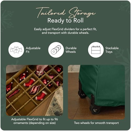 Covermates Rolling Adjustable Ornament Storage Bag, 25.5"W x 13"D x 12.5"H - Image 5