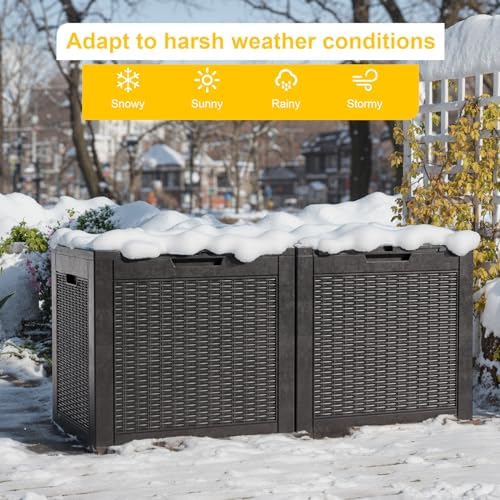 Vixzen 31 Gallon Deck Boxes Outdoor Waterproof, Resin Lockable Storage Box for Patio Cushions Storage Furniture, Garden Tools, Pool Supplies, Weatherproof and UV Resistant(Black, 31 Gallon) - Image 6
