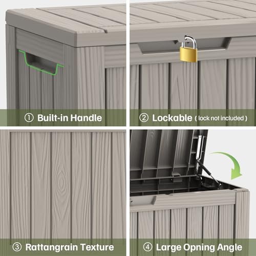 Outdoor Deck Storage Box, 90 Gallon Deck Box,Lockable Patio Storage Bench - Image 4