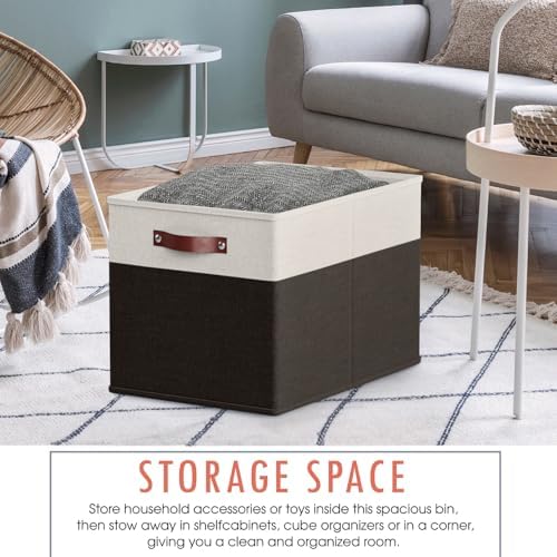 Ornavo Home 13x15x13 Foldable Fabric Storage Cube Bins, 6 Pack, White/Black - Image 5