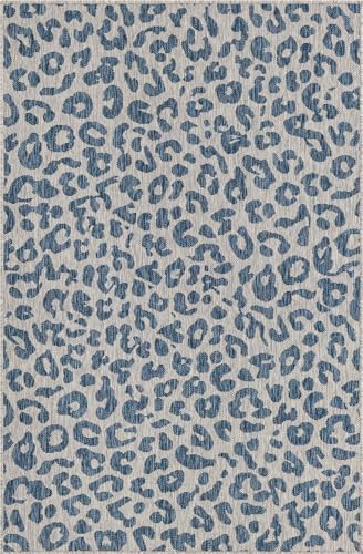 Unique Loom Outdoor Safari Collection Area Rug - Leopard (2' x 3' 1" Rectangle Blue/Gray) (Pack of 2) - Image 3