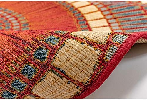Liora Manne Marina Low Profile Durable Indoor/Outdoor Woven Rug- Circles Saffron 3'11" x 5'10" - Image 6