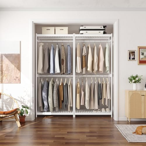 Homykic Bamboo Clothing Rack with Shelves, 33.5” Wide Clothes Rack, 78.8” H - Image 2