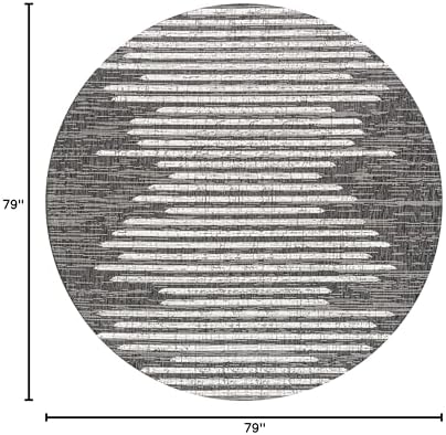 JONATHAN Y Stripe Geometric Indoor Outdoor Round Area Rug 6 Ft Black/Ivory, Zolak Berber for Backyard, Patio, Porch, Easy-Cleaning, High Traffic, Pet-Friendly, Non-Shedding (SMB124E-6R) - Image 2