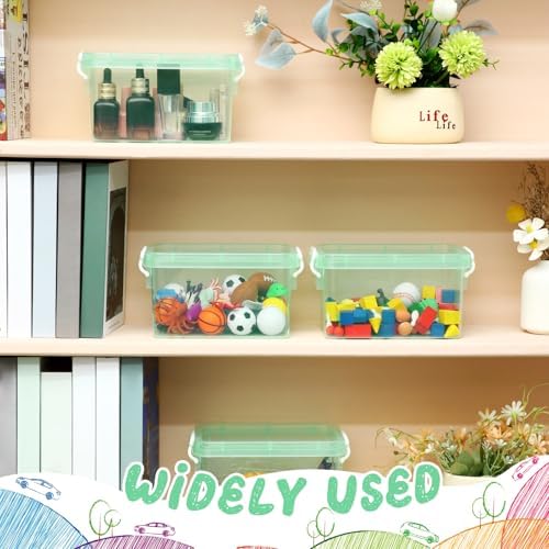 Wenqik 6 Pack Colorful Plastic Storage Bins with Lids, Green - Image 5