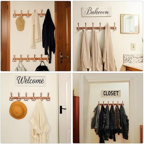Dseap Coat Rack Wall Mount 24 Inch, Heavy Duty 12-Gauge Base vs Flimsy 1mm, Double-Thick Solid Anti-Snap Hooks, Stainless Steel 6-Hook Hanger for Clothes Hat Closet Entryway, Antique Copper, Pack of 2 - Image 6