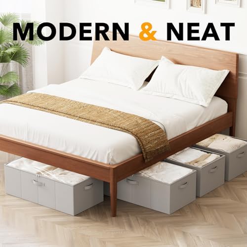 SpaceAid 4 Pack 10" High Under Bed Storage Containers, Large Underbed Storage Organizer Bins with Lids for Bedroom, Dorm, Clothes, Closet Organization, Bed Sheets and Blankets (Gray) - Image 5