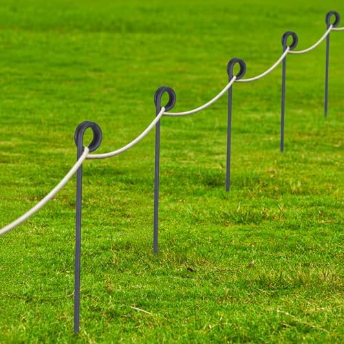MorningRo 6 Pcs 38'' Single Rope Stakes Black Steel Poles/Stakes with Loop Fence Poles for Creating a Rope Border Around Flower Beds, Trees, Gardens, Walkways - Image 5