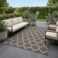 Unique Loom Outdoor Trellis Collection Area Rug (7' 1" x 10' Rectangle, Black/ Ivory) by UniqueLoom