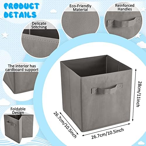 Yinder 12 Pcs Cube Storage Bin, Gray 10.5''x10.5''x11'' Storage Bins - Image 2