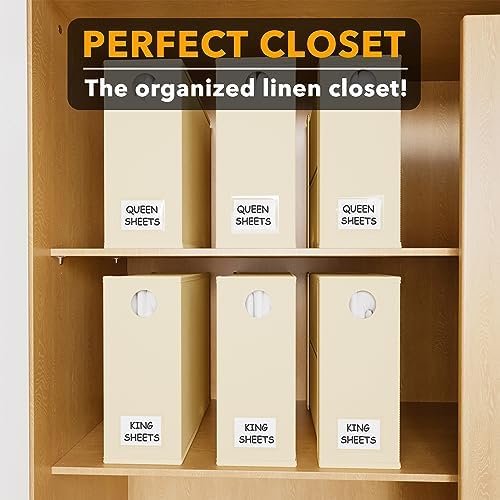 SpaceAid 6 Pack Bed Sheet Organizers and Storage, Foldable Sheet Organizer with Window for Linen Closet, Set Folder Keeper for Queen & King Size Bedding Storage (Beige) - Image 5