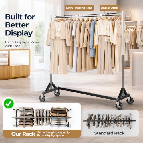 HOKEEPER Z Rack for Clothes Heavy Duty Hold 500 LBS with Display Arms - Image 3