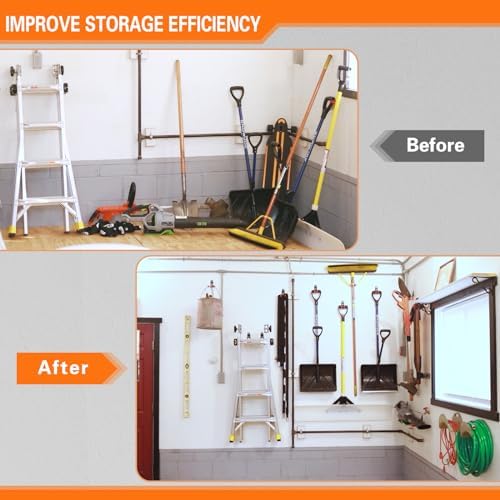 HUPBIPY 26 Pack Garage Hooks Heavy Duty Utility Steel with Anti-Slip Coating Wall Mount Storage Organizer for Hanging Power and Garden Tools, Ladders, Hose, Bikes, Ropes, Bulk Items, and More - Image 6