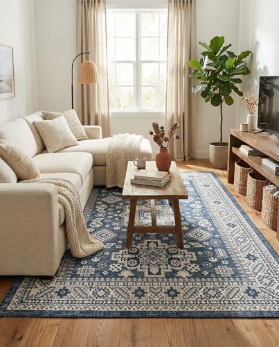 Rugs.com - Outdoor Aztec Rug – 7' 1 x 10' Blue Indoor/Outdoor Rug – Washable for Patios, Decks, and Porches - Image 4