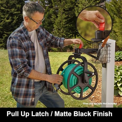 Liberty Garden Single Arm Navigator Hose Reel with Pull Up Latch, Black - Image 6