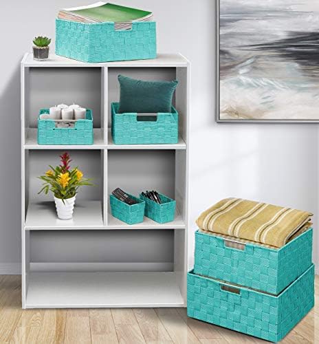Sorbus Baskets for Organizing, 7-Piece Hand-Woven Storage Set (Aqua) - Image 2