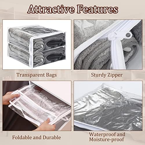 Kingdder 16 Pcs Clear Zippered Storage Bags Plastic Sweater Bag with Zipper - Image 3