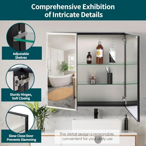 Movo Recessed or Surface Mount Medicine Cabinet - Image 3