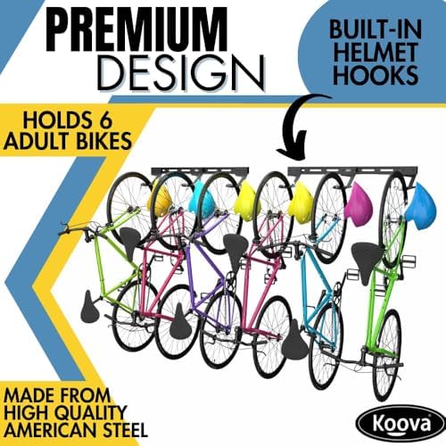 Koova Wall Mount Bike Rack | Steel Bike Mount | Adjustable Hangers | Easy Mount | USA Made - Image 3