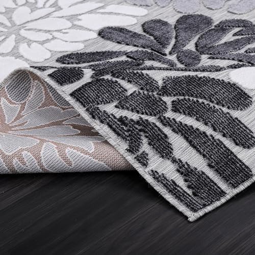 Luul Home Floral Indoor Outdoor Rugs 10x14 Large Area Rug for Living Room, Patio Decor, Kitchen, and Entryway Rug, Washable Stain Resistant Outside Carpet Gray 10 x 14 - Image 3