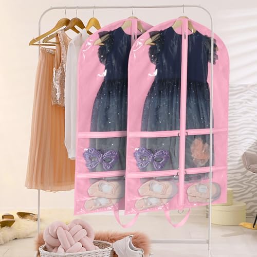 LOVEGRASS Kids Garment Bags for Dance with 4 Zipper Pockets, 6 Pack, Pink - Image 5