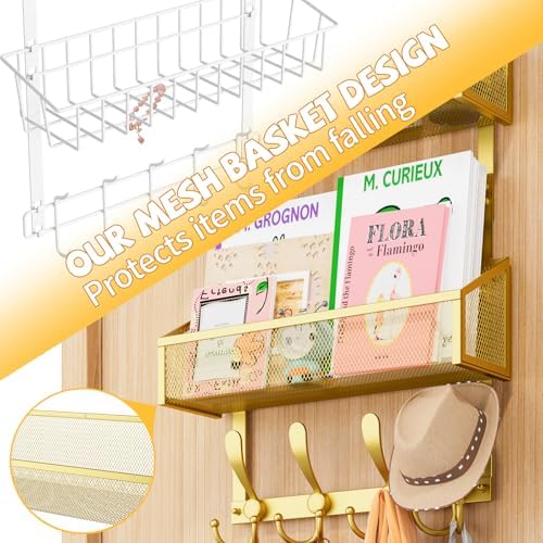 Kaiferty Over The Door Hooks Organizer, Coat Rack Over The Door Storage Hanger Towel Rack, Back of Door Storage Organizer for Bathroom,Bedroom,Kitchen,Office (Gold, 4-Tier) - Image 6