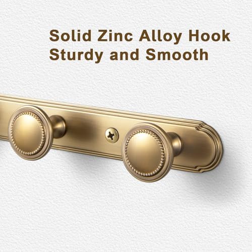 Goo-Ki 1 Pack Champagne Bronze Coat Rack Wall Mount Heavy Duty, Towel Rack Zinc Alloy Coat Hooks Wall Mounted for Hanging Bag Hat Clothes - Image 2
