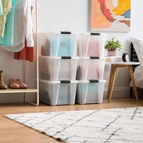 IRIS USA 6-Pack 40 Quart Storage Bins with Lids, Pearl - Image 2