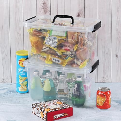 12 Quart Clear Plastic Storage Latch Bins with Handle, 6 Packs - Image 5