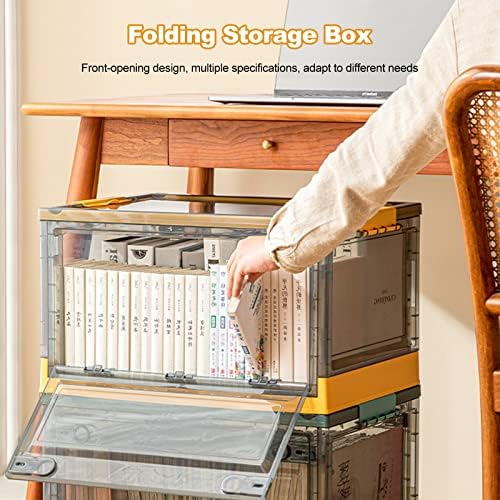 Ergocar Foldable Storage Boxes, Large Plastic Storage Boxes with Lid, Stackable Organiser, Wardrobe Storage Organiser, Grocery Storage, for Bedroom, Wardrobe, Office, Garage - Image 2