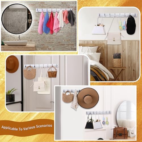 Wesiti 8 Hooks Large Wall Mounted Coat Rack, 26 Inch Floating Rack with Retractable Hook, Door Wall Coat Aluminum Space Saving Hangers for Entryway Bathroom Hat Towel(26 Inch) - Image 6