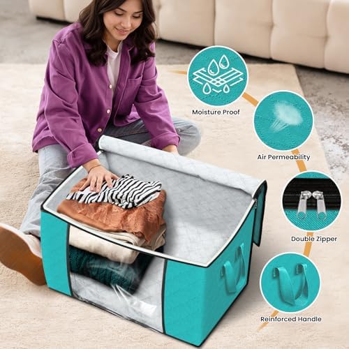 Fab totes 90L Clothes Storage, Foldable Thick Fabric Blanket Storage Bags - Image 4